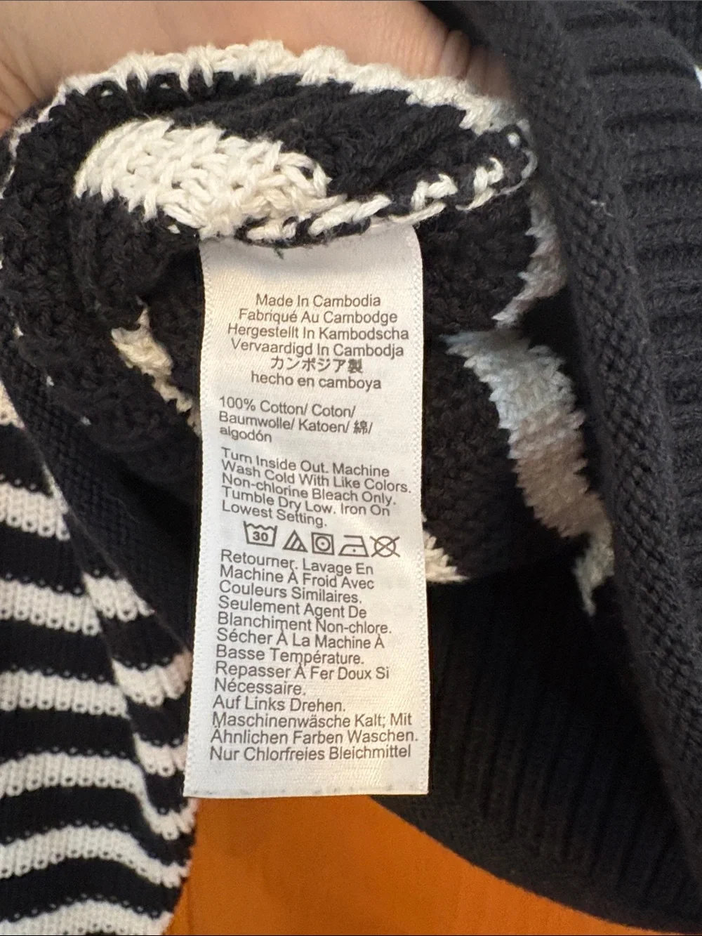 J. Crew Black & White Striped Cowl-Snap Sweater